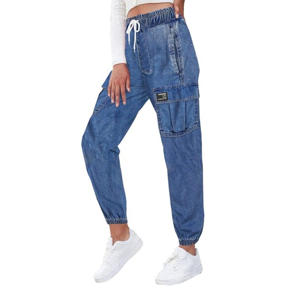 Girls Womens Cotton Drawstring Cargo Jogger Pants X-Large Casual Light - Picture 4 of 6